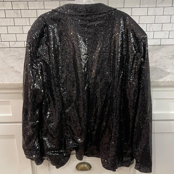 Elegant Black Sequin Blazer by R & M Richards - Picture 6 of 12